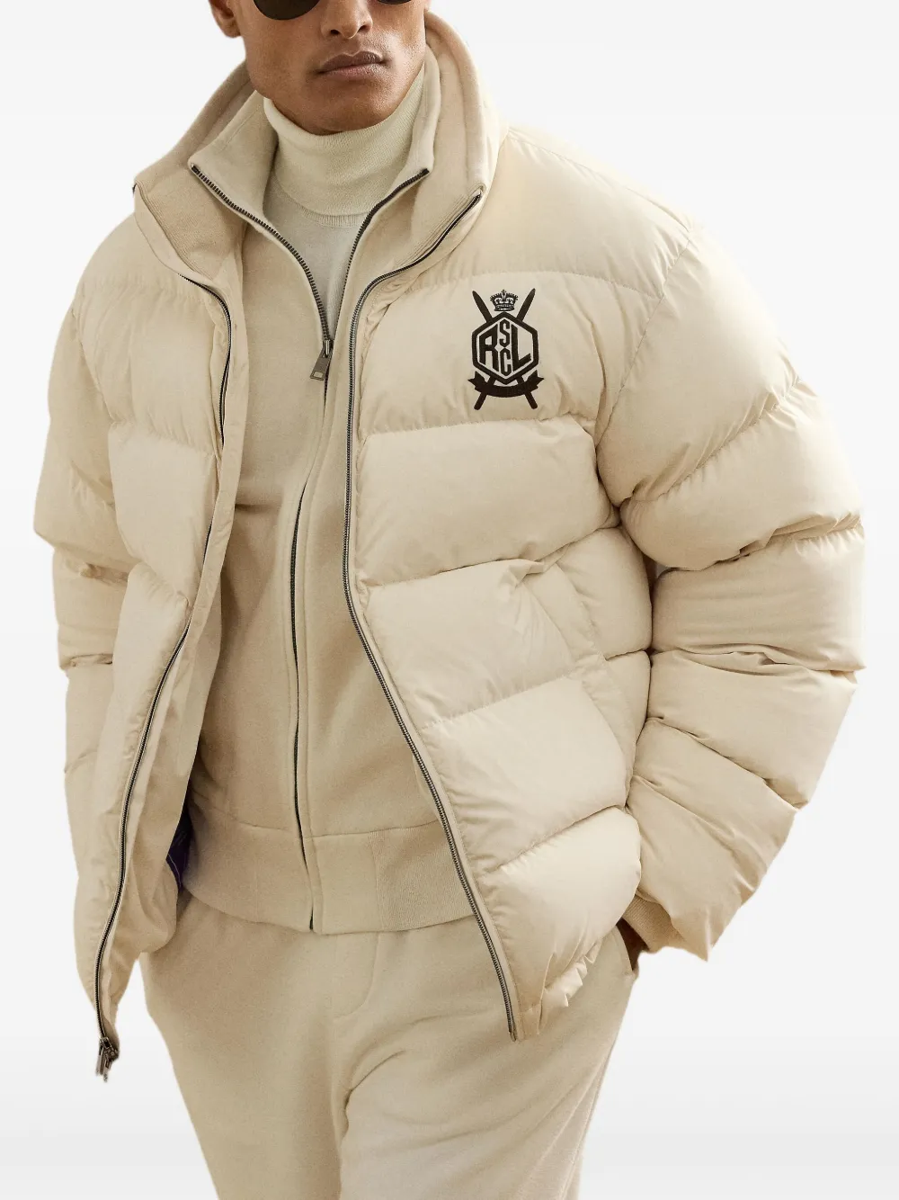 Ralph Lauren Purple Label Emerson gewatteerd bomberjack Beige