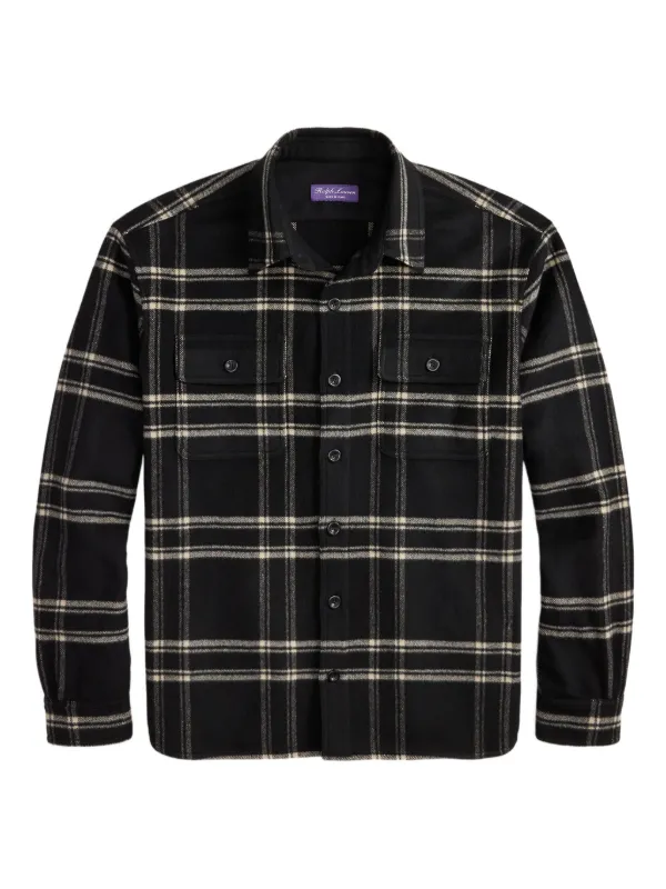 Ralph Lauren Purple Label Plaid Long-sleeve Shirt in Black