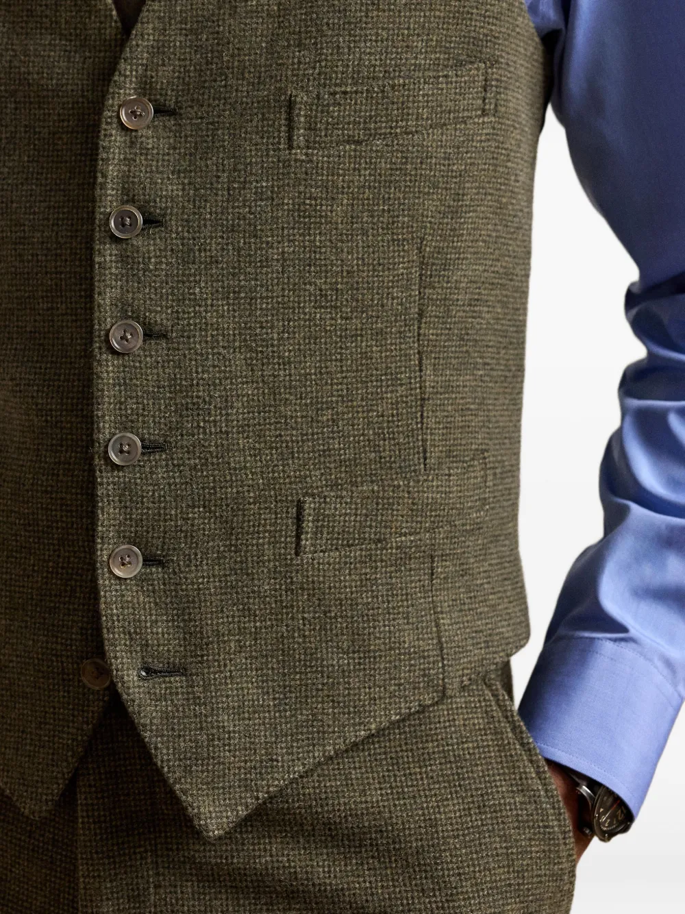 Ralph Lauren Textured Weave Waistcoat In Green