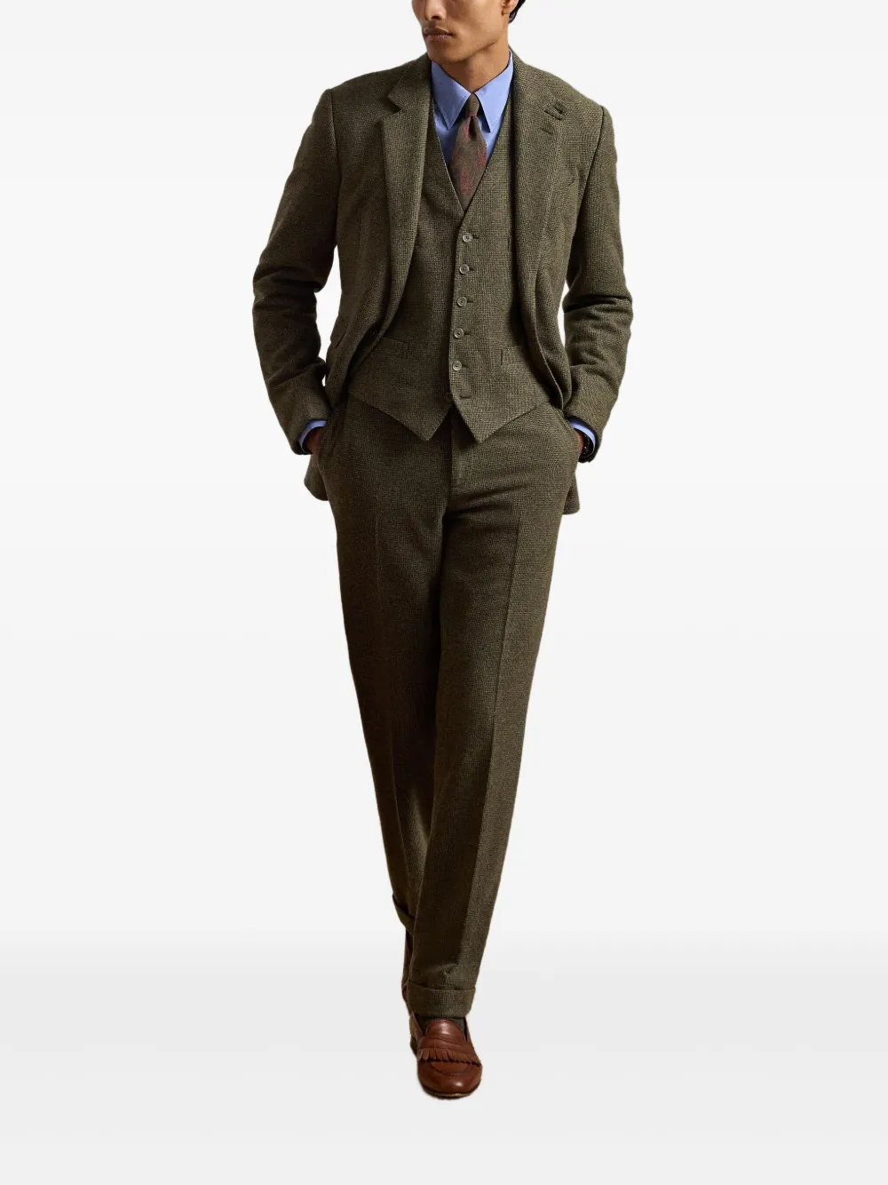 Ralph Lauren Textured Weave Waistcoat In Green