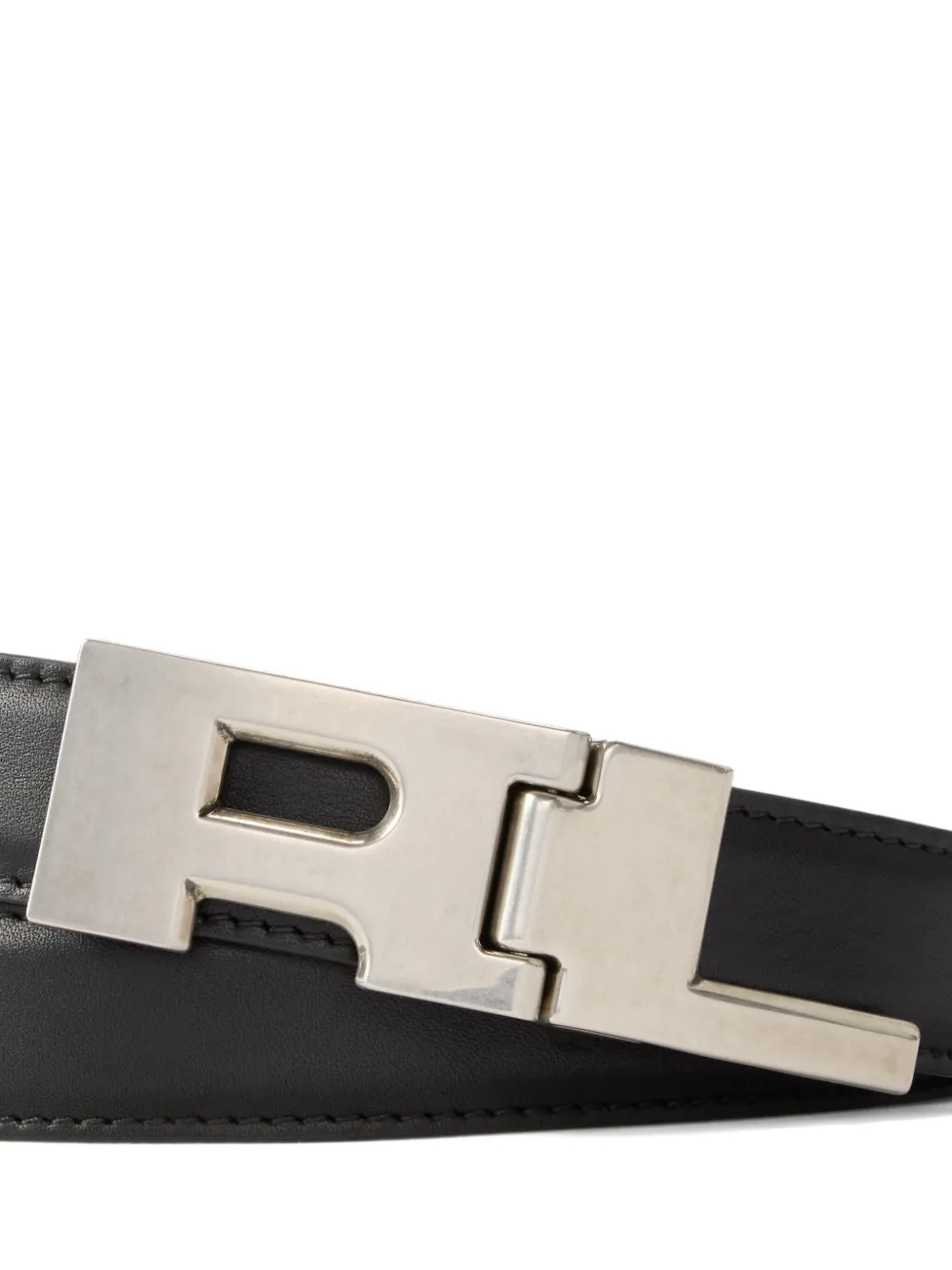 Ralph Lauren Purple Label Leren riem met logogesp - Zwart