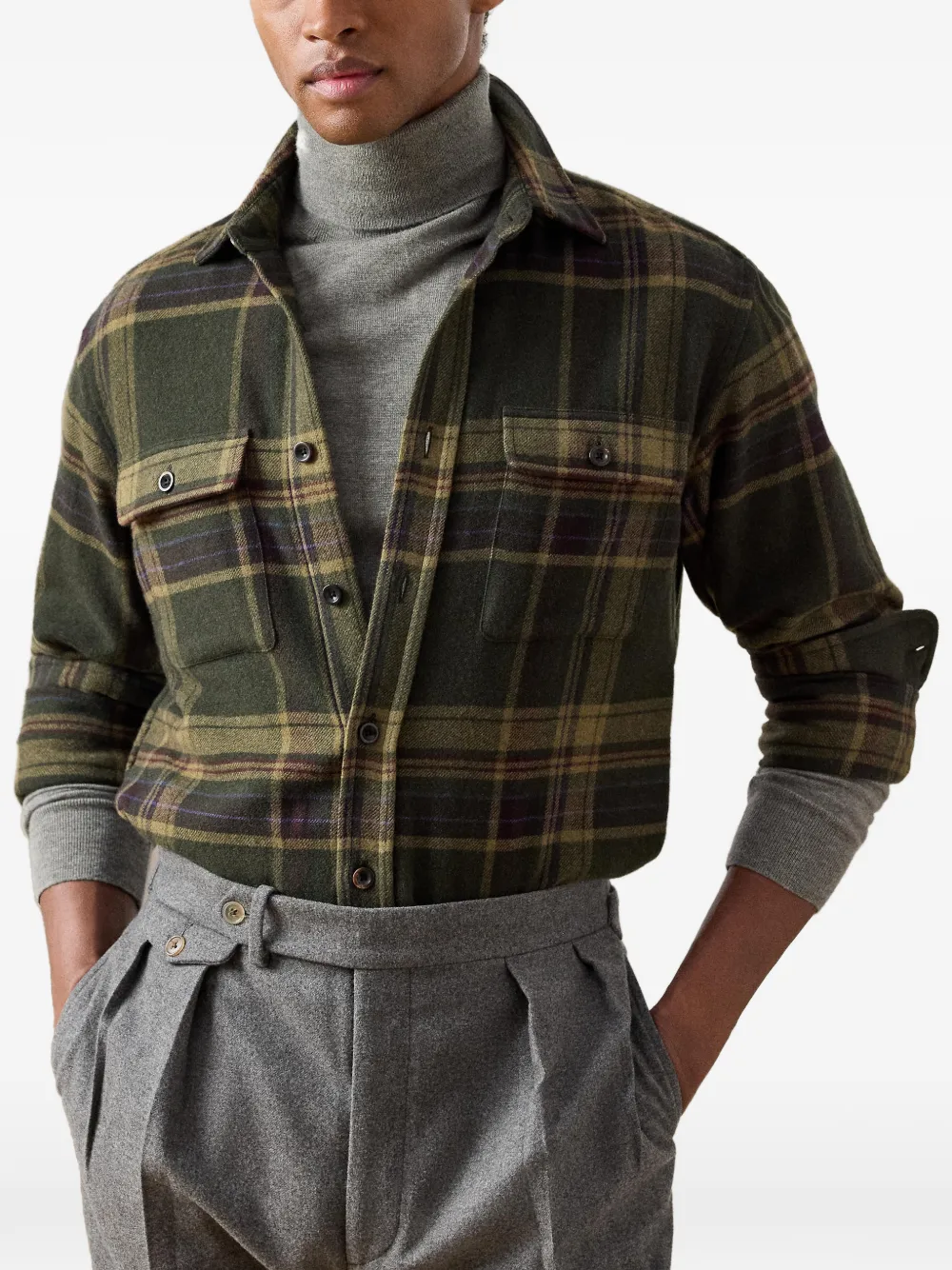 Ralph Lauren Purple Label Button-up shirtjack Groen