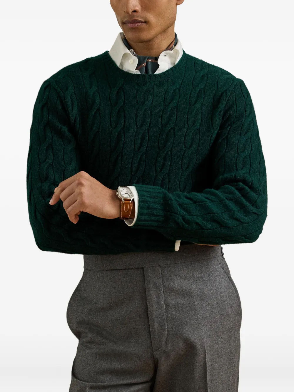 Ralph Lauren Purple Label cable-knit jumper Groen