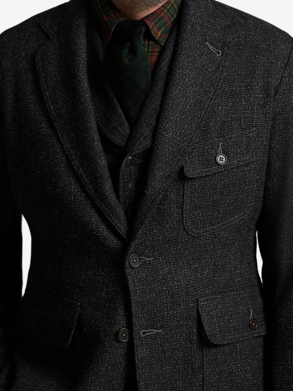 Rrl Textured Wool Blazer In Black