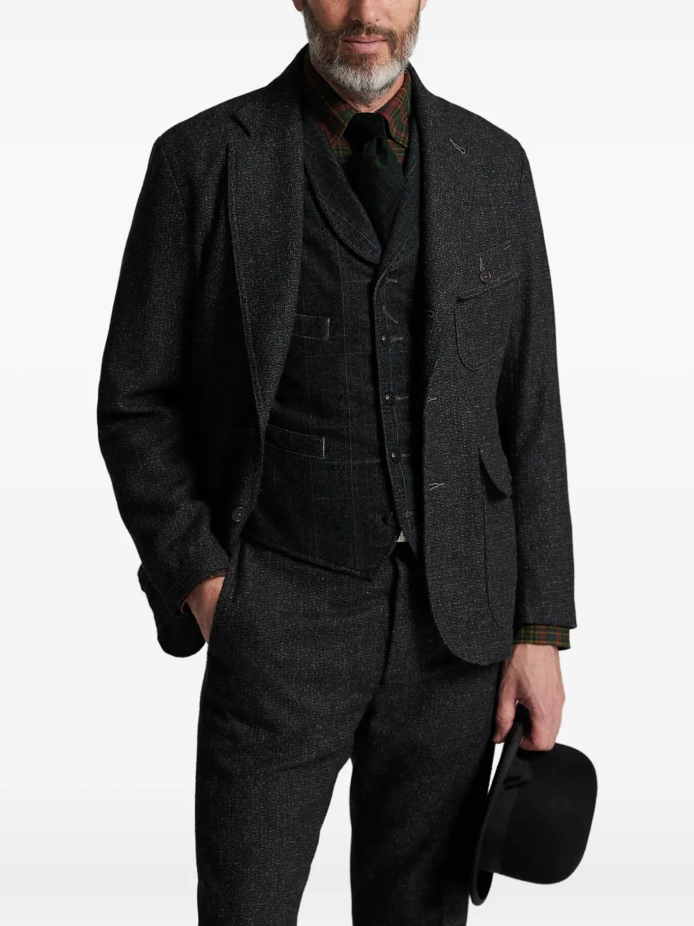 Rrl Textured Wool Blazer In Black