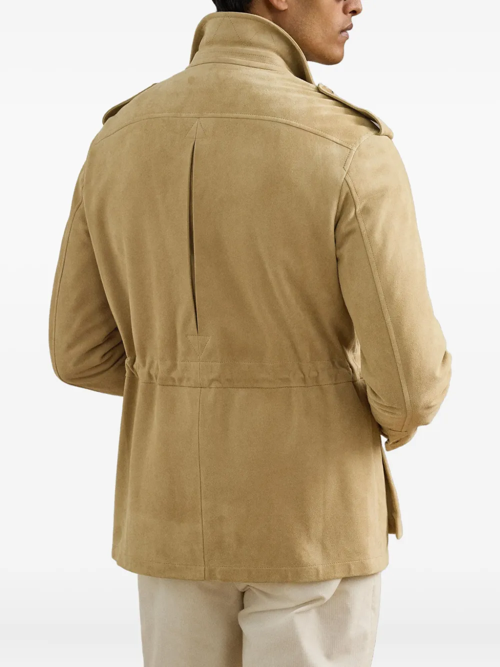 Ralph Lauren Purple Label Suède jack in legerstijl Beige