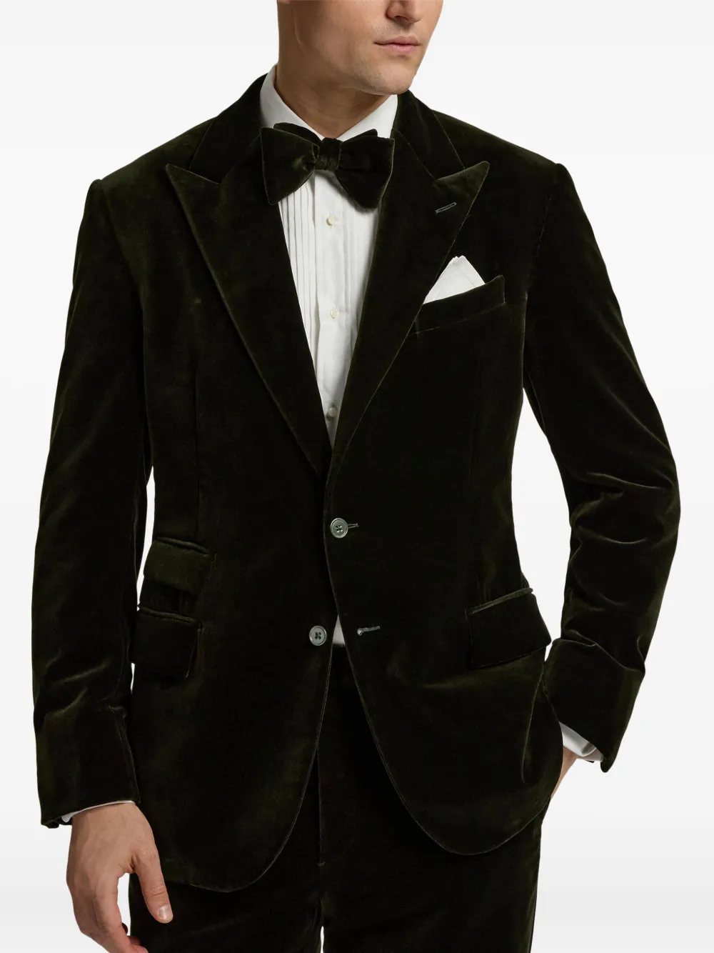 Ralph Lauren Velvet Single-breasted Blazer In Green