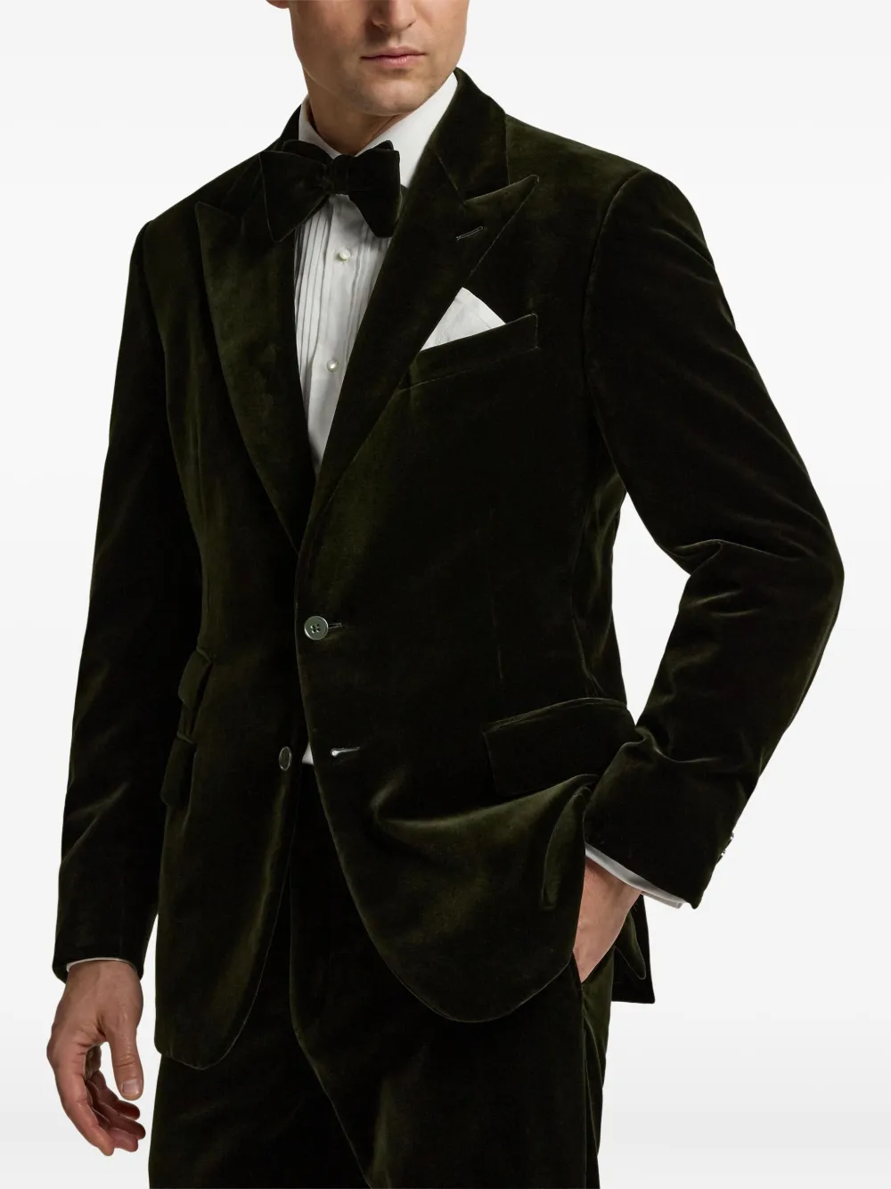 Ralph Lauren Velvet Single-breasted Blazer In Green