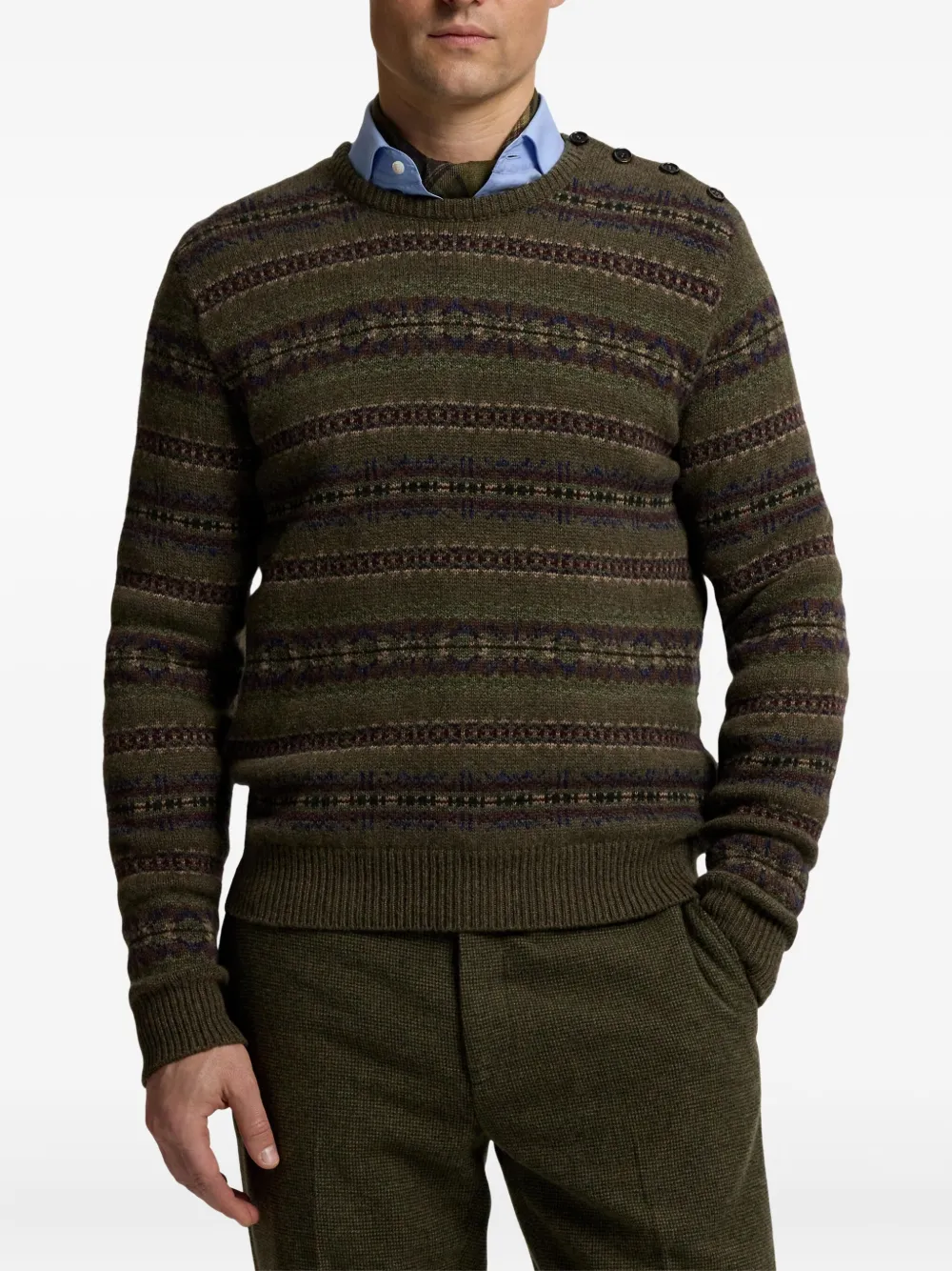 Ralph Lauren Purple Label Fairisle pullover met knoopdetail Groen