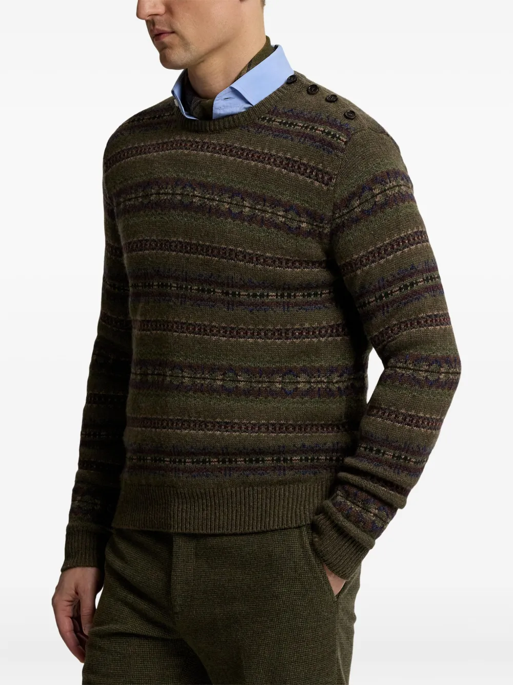 Ralph Lauren Purple Label Fairisle pullover met knoopdetail Groen