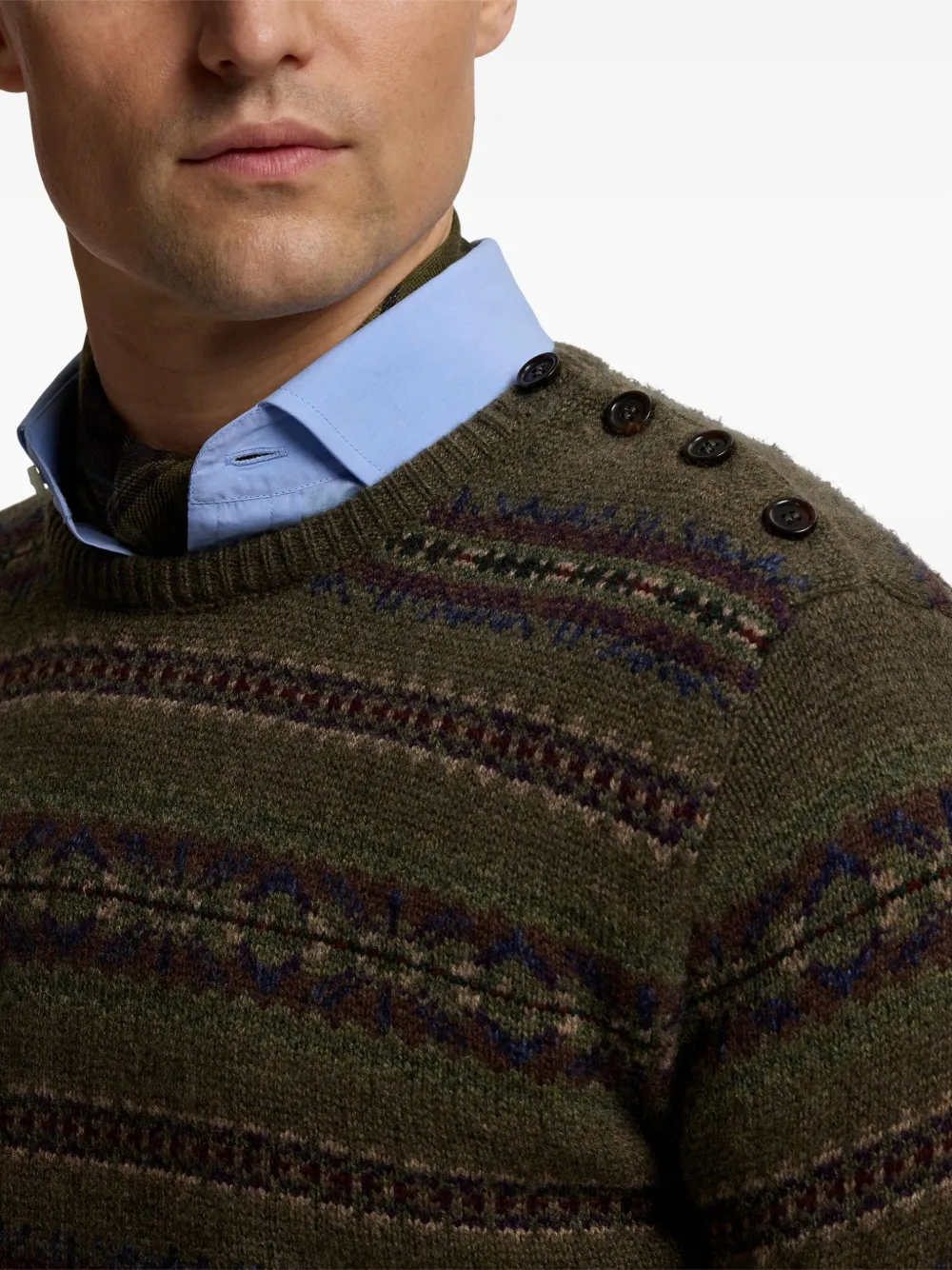 Ralph Lauren Purple Label Fairisle pullover met knoopdetail Groen