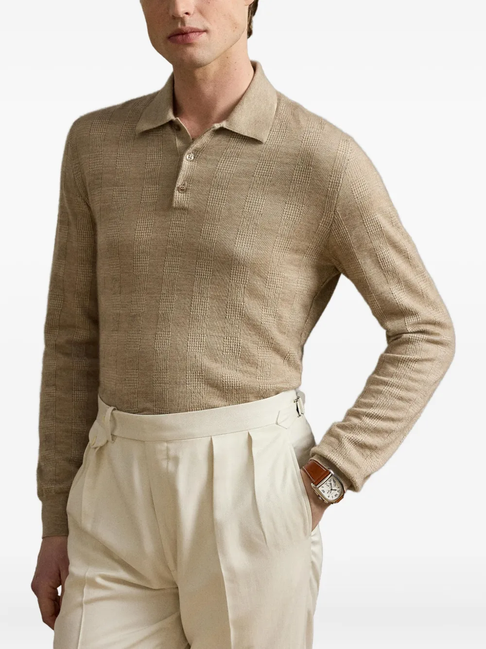 Ralph Lauren Purple Label Geruit poloshirt Beige