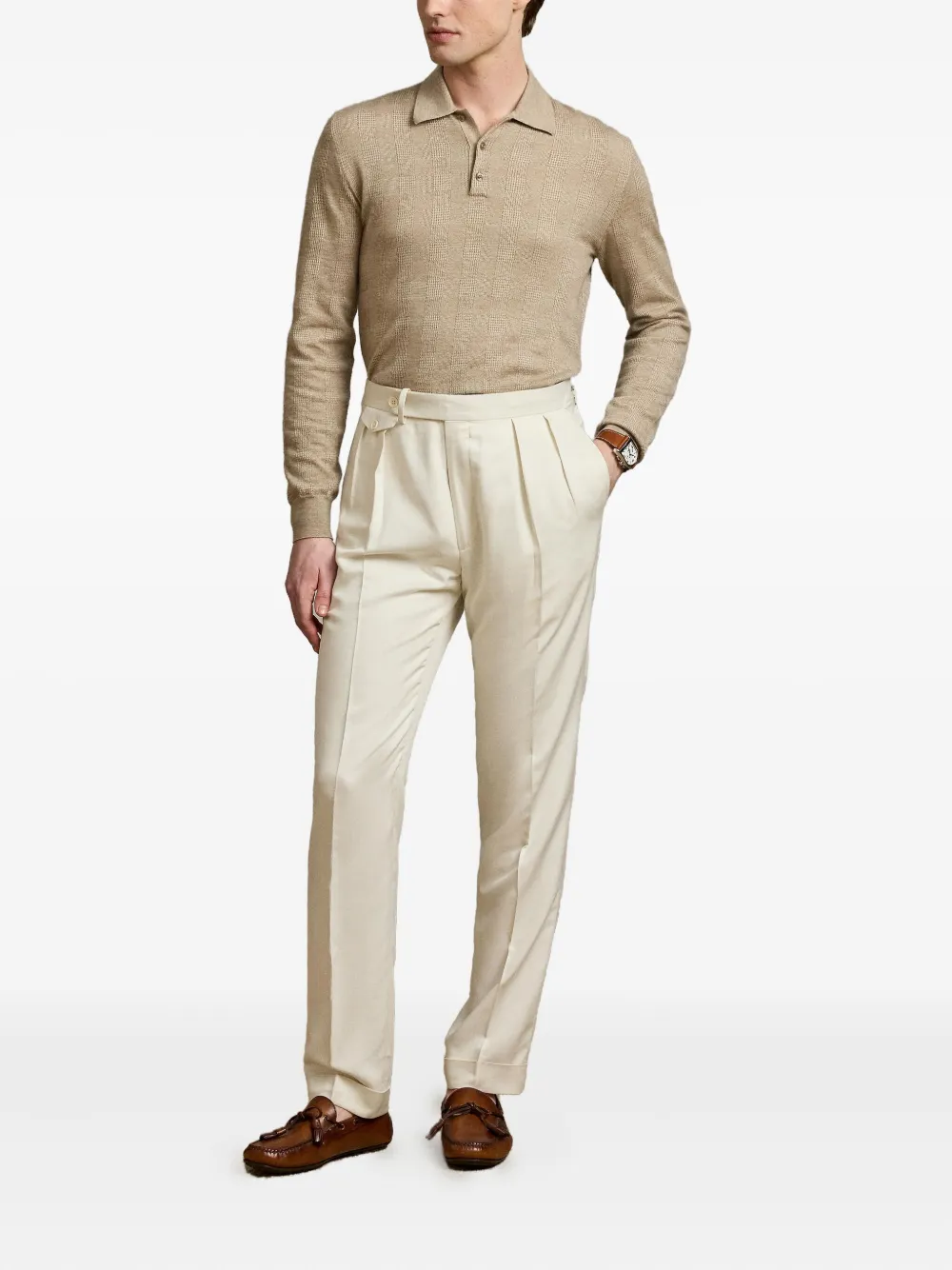 Ralph Lauren Purple Label Geruit poloshirt - Beige