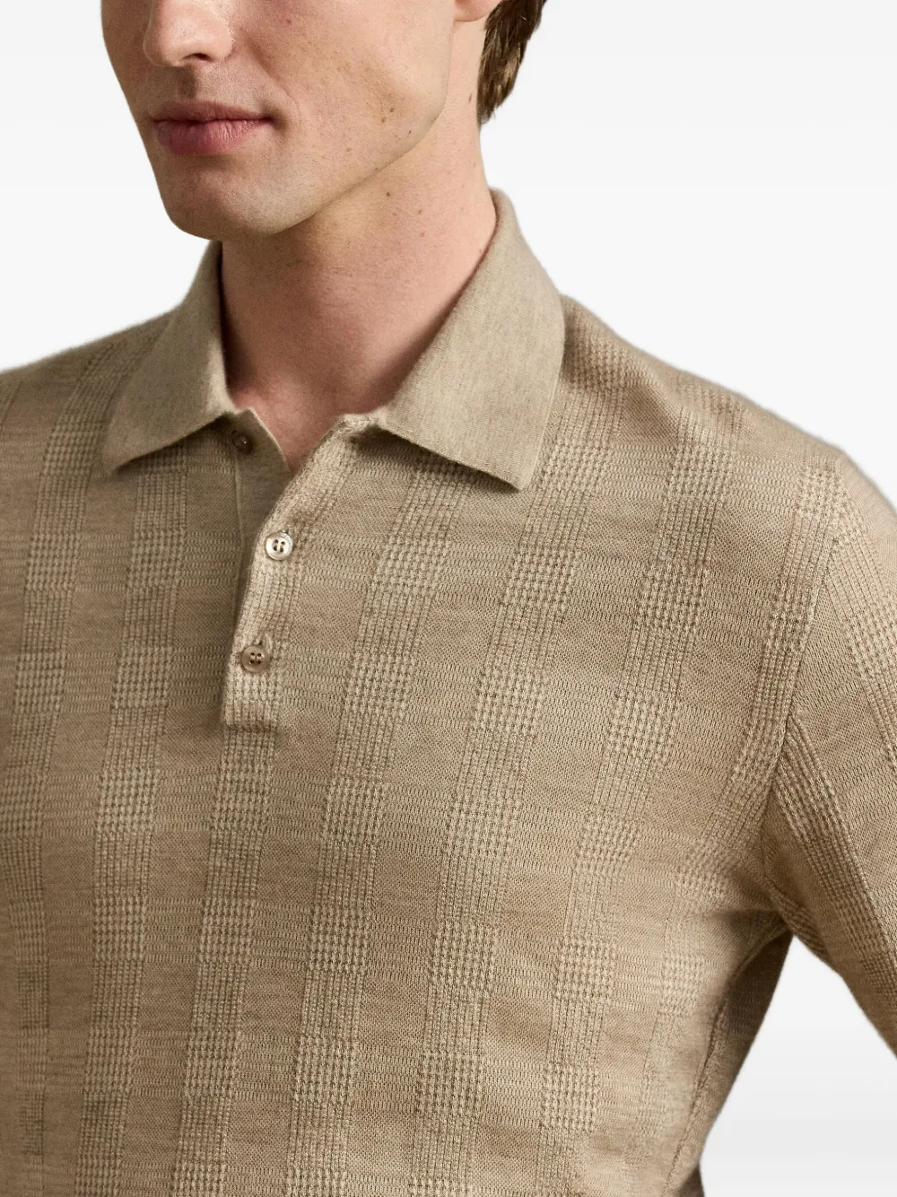 Ralph Lauren Purple Label Geruit poloshirt Beige