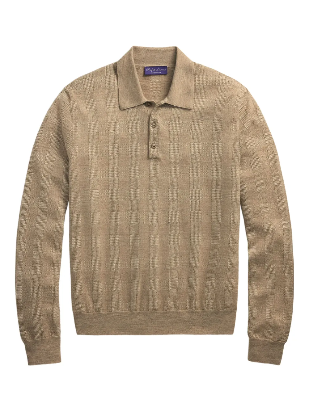 Ralph Lauren Purple Label checked-knit polo shirt | Neutrals | Image 1