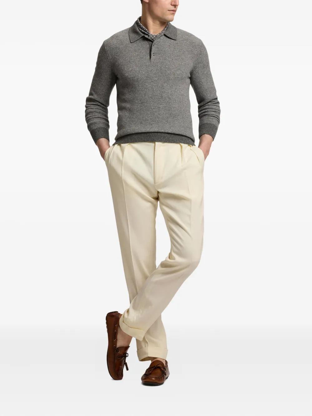 Ralph Lauren Purple Label Kasjmier poloshirt Grijs