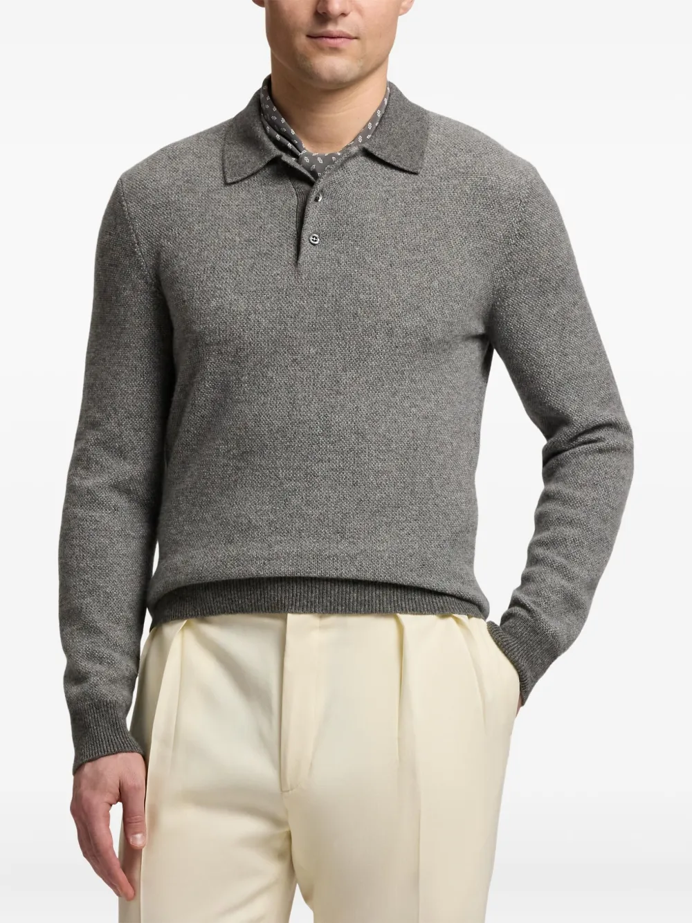 Ralph Lauren Purple Label Kasjmier poloshirt Grijs