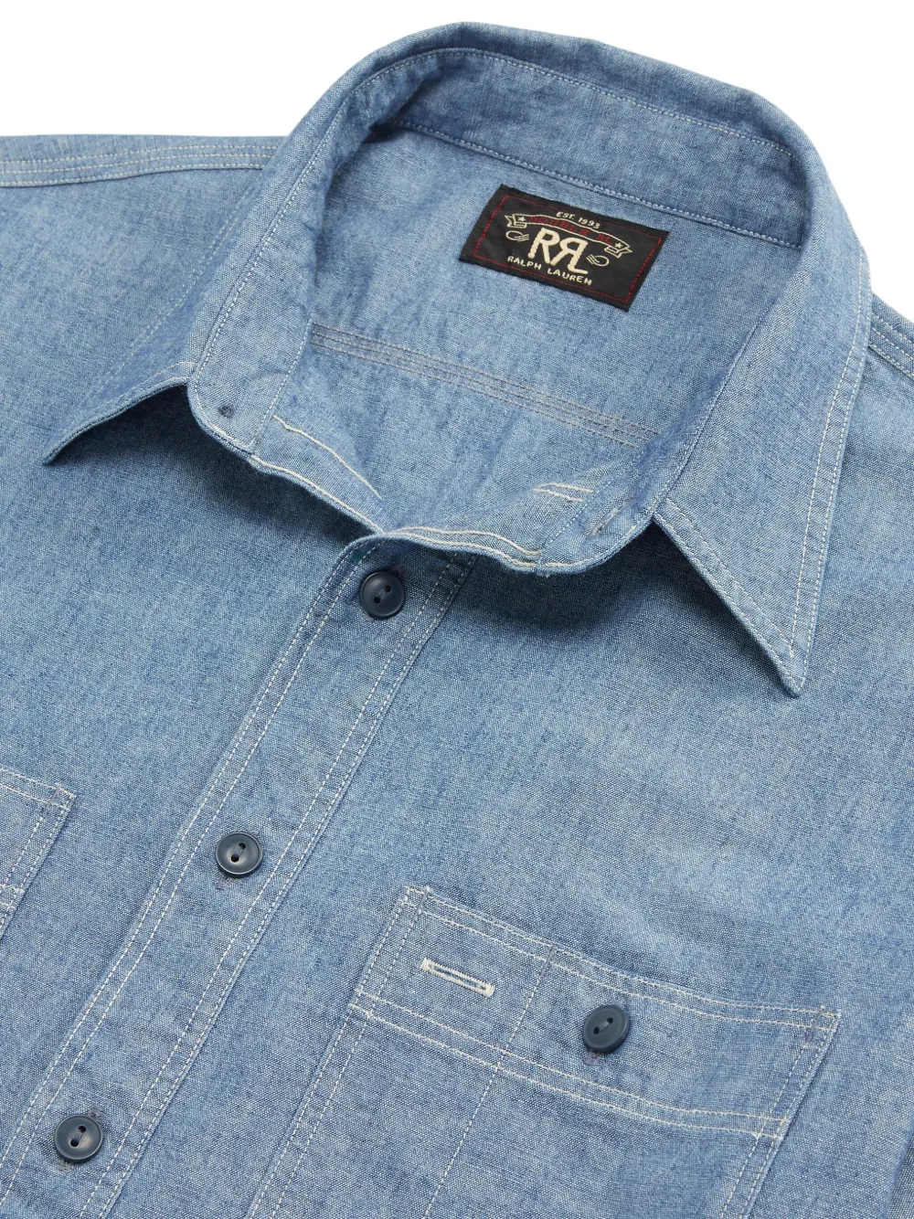 Rrl Button-up Chambray Shirt In Blue
