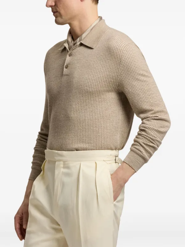 Ralph Lauren Purple Label Knitted Polo Shirt | Neutrals | FARFETCH