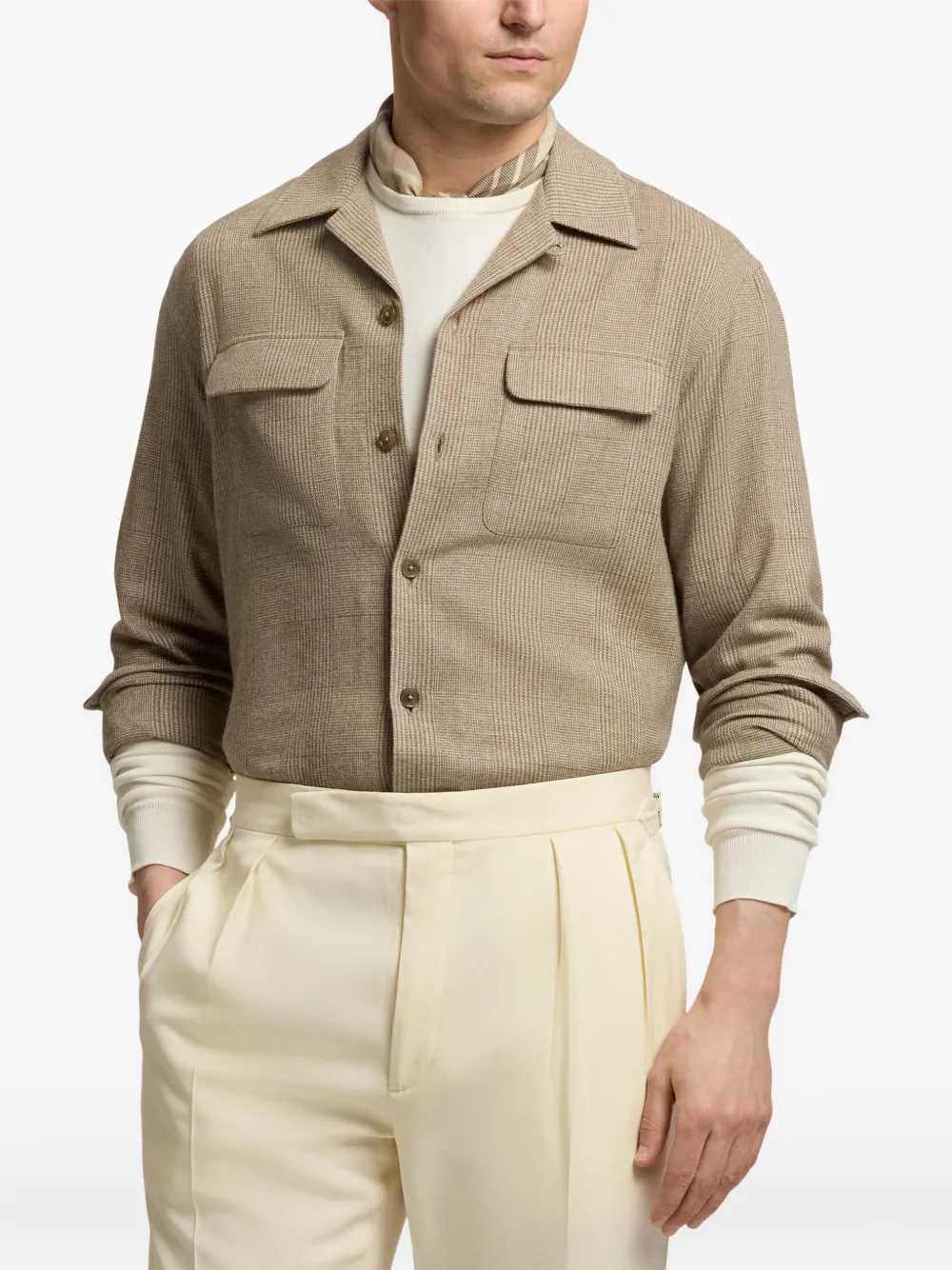 Ralph Lauren Purple Label Geruit overhemd Beige