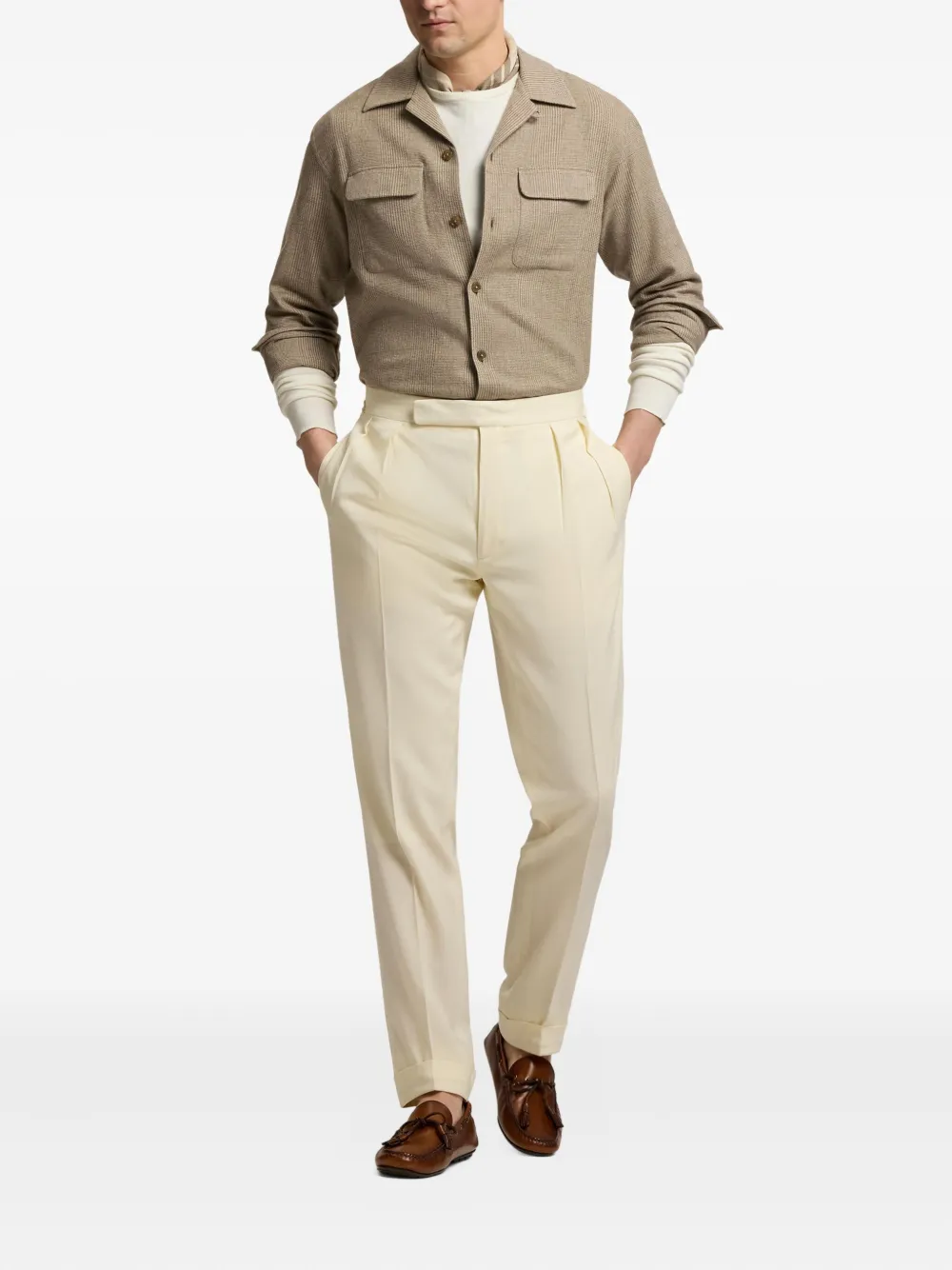Ralph Lauren Purple Label Geruit overhemd Beige