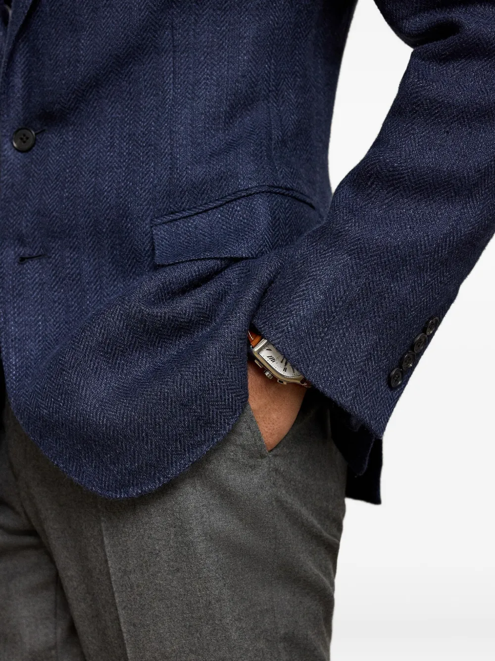 Ralph Lauren Purple Label Blazer met visgraatpatroonn Blauw