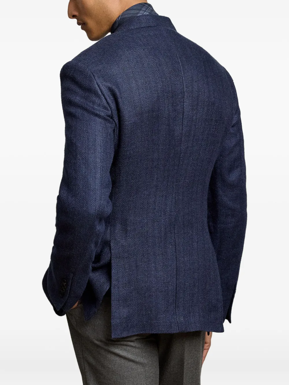 Ralph Lauren Purple Label Blazer met visgraatpatroonn Blauw