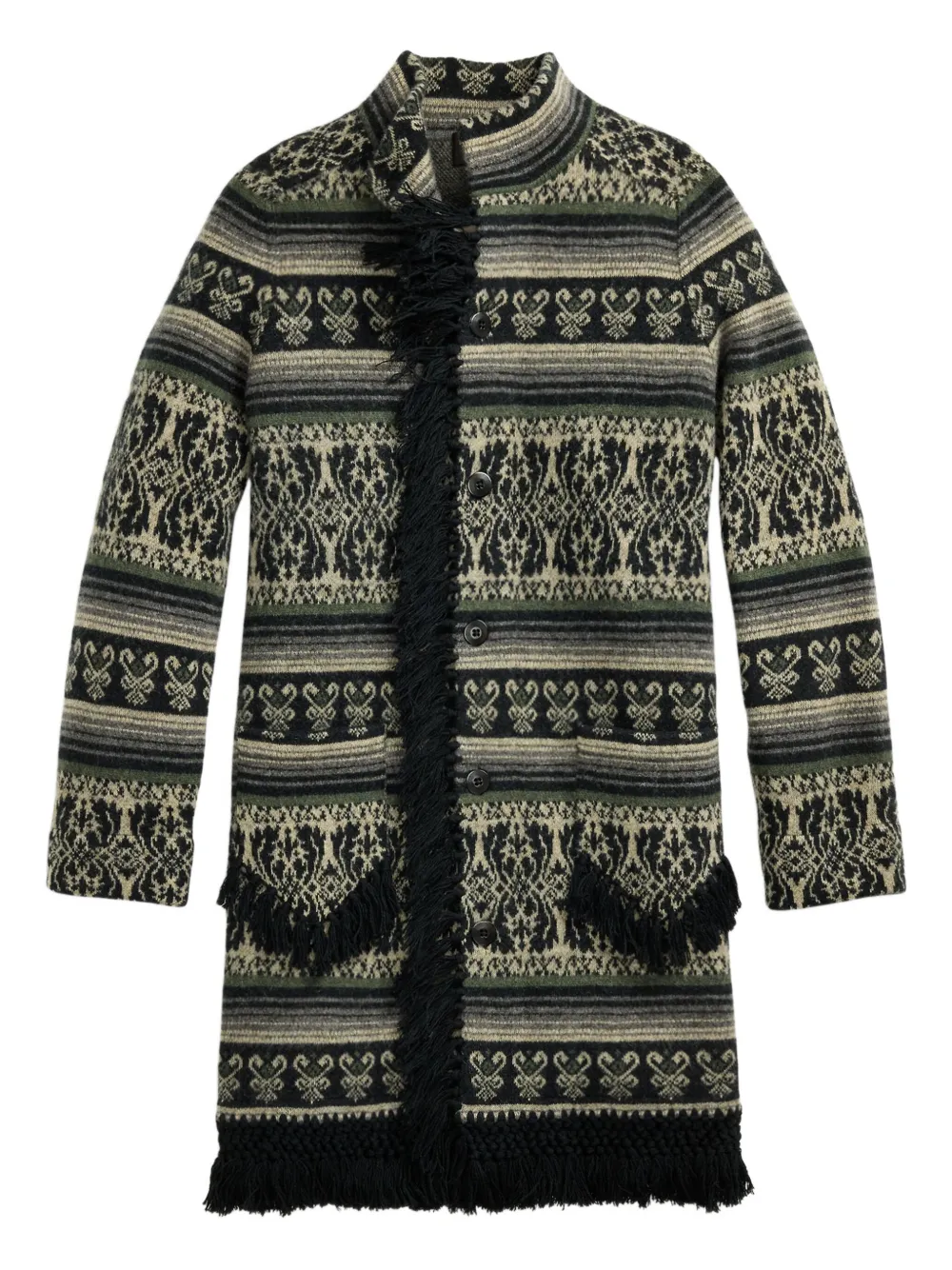 Ralph Lauren RRL Amelia fringed patterned coat | Grey | Image 1