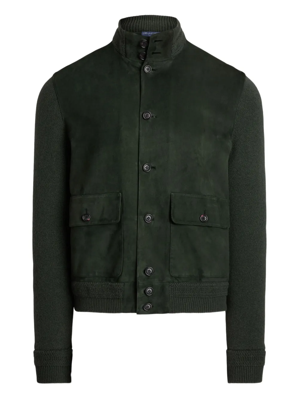 Ralph Lauren Purple Label Button-up jack met suède-effect Groen