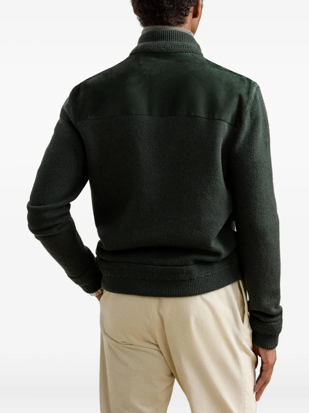 Ralph Lauren Purple Label Button-up jack met suède-effect Groen