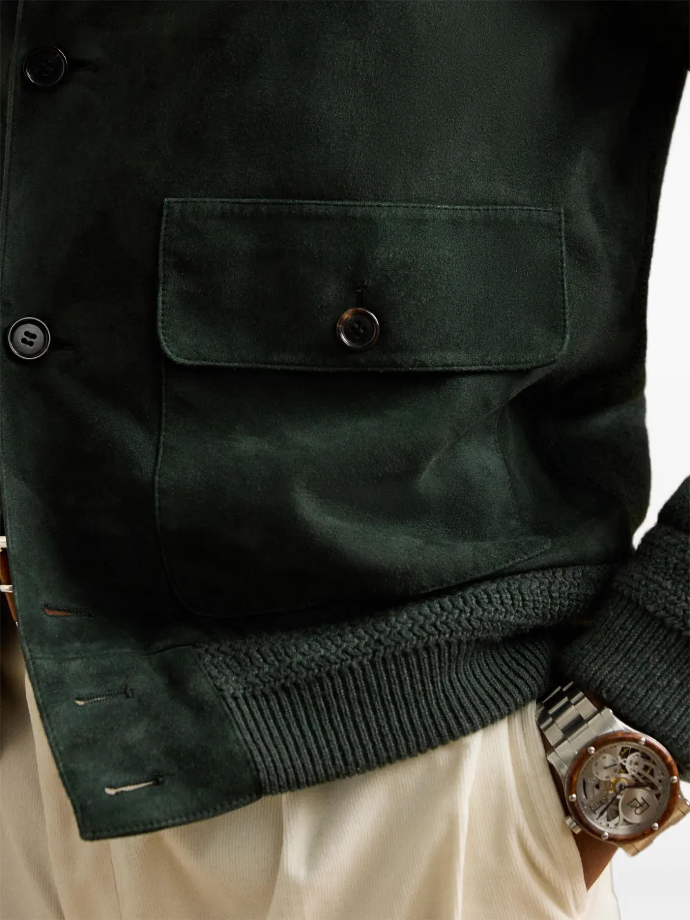 Ralph Lauren Purple Label Button-up jack met suède-effect Groen