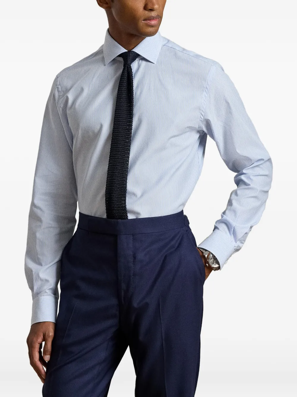 Ralph Lauren Stripe Long-sleeve Cotton Shirt In Blue