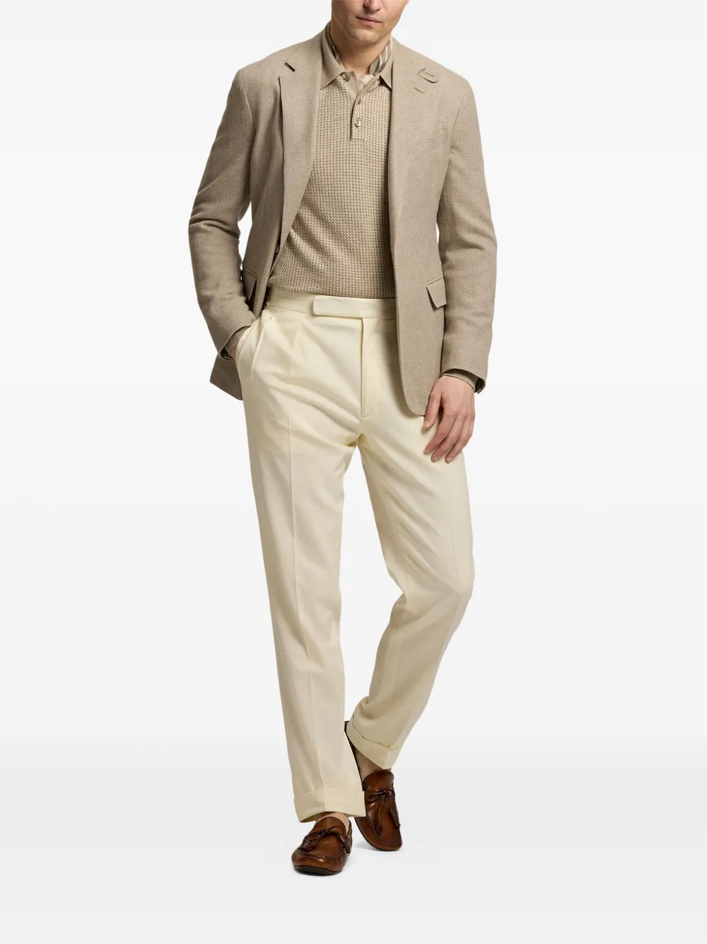 Ralph Lauren Purple Label Blazer met twee knopen en textuur Beige