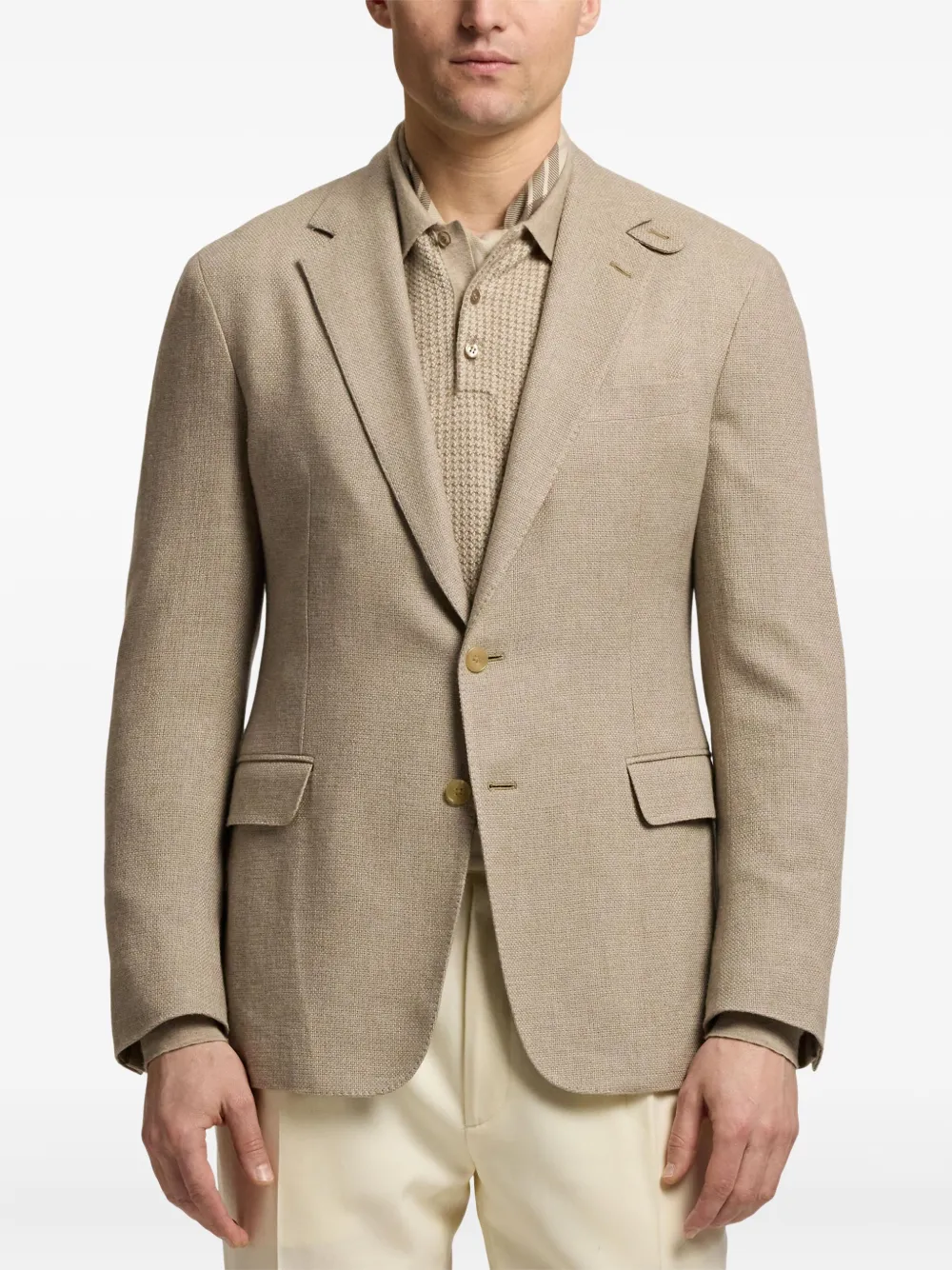 Ralph Lauren Purple Label Blazer met twee knopen en textuur Beige