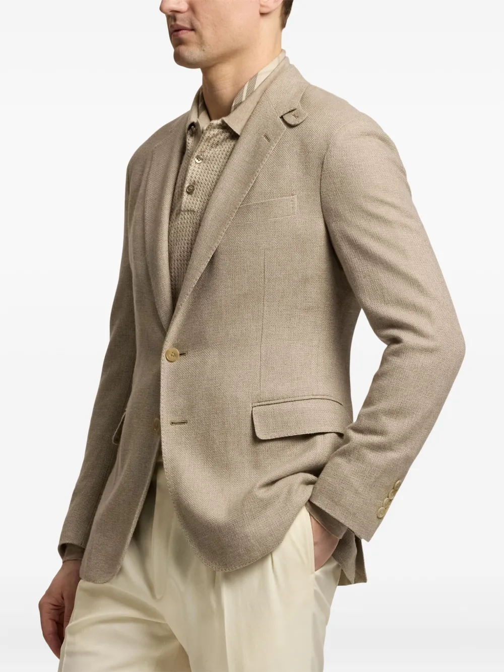 Ralph Lauren Purple Label Blazer met twee knopen en textuur Beige