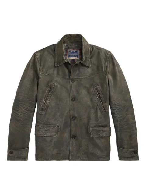 Ralph Lauren RRL distressed leather button-up jacket