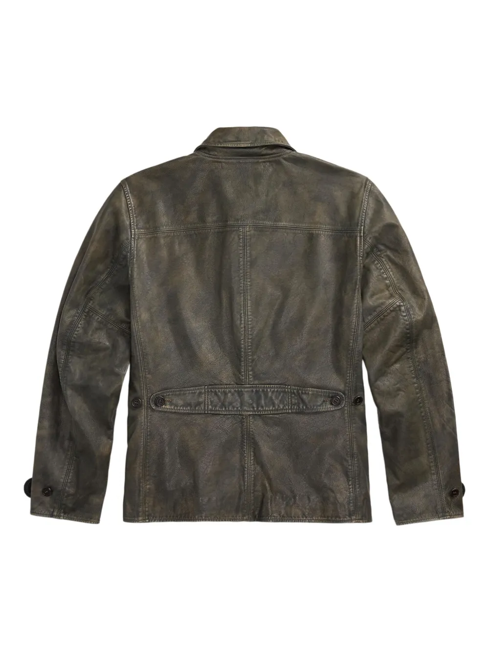 Rrl Distressed Leather Button-up Jacket In Gray