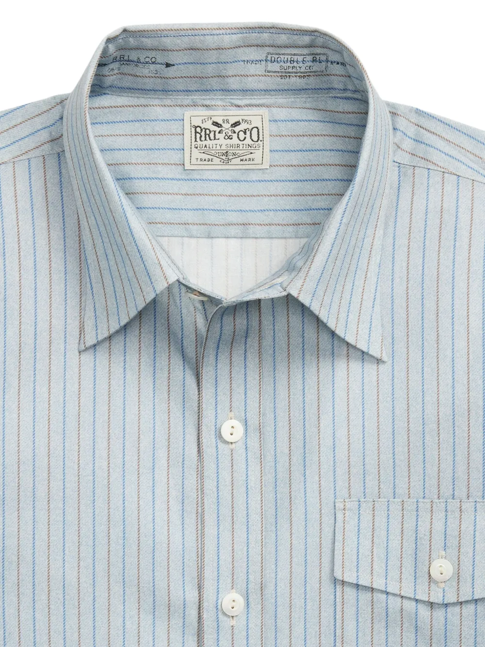 Rrl Eli Striped Button-up Shirt In Blue