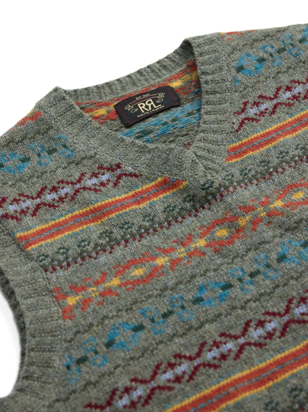 Ralph Lauren RRL Fair Isle gilet met jacquard Groen