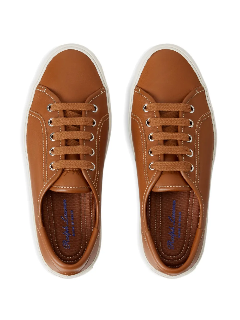 Ralph Lauren Collection Bayston leather lace-up sneakers 002 RL GOLD