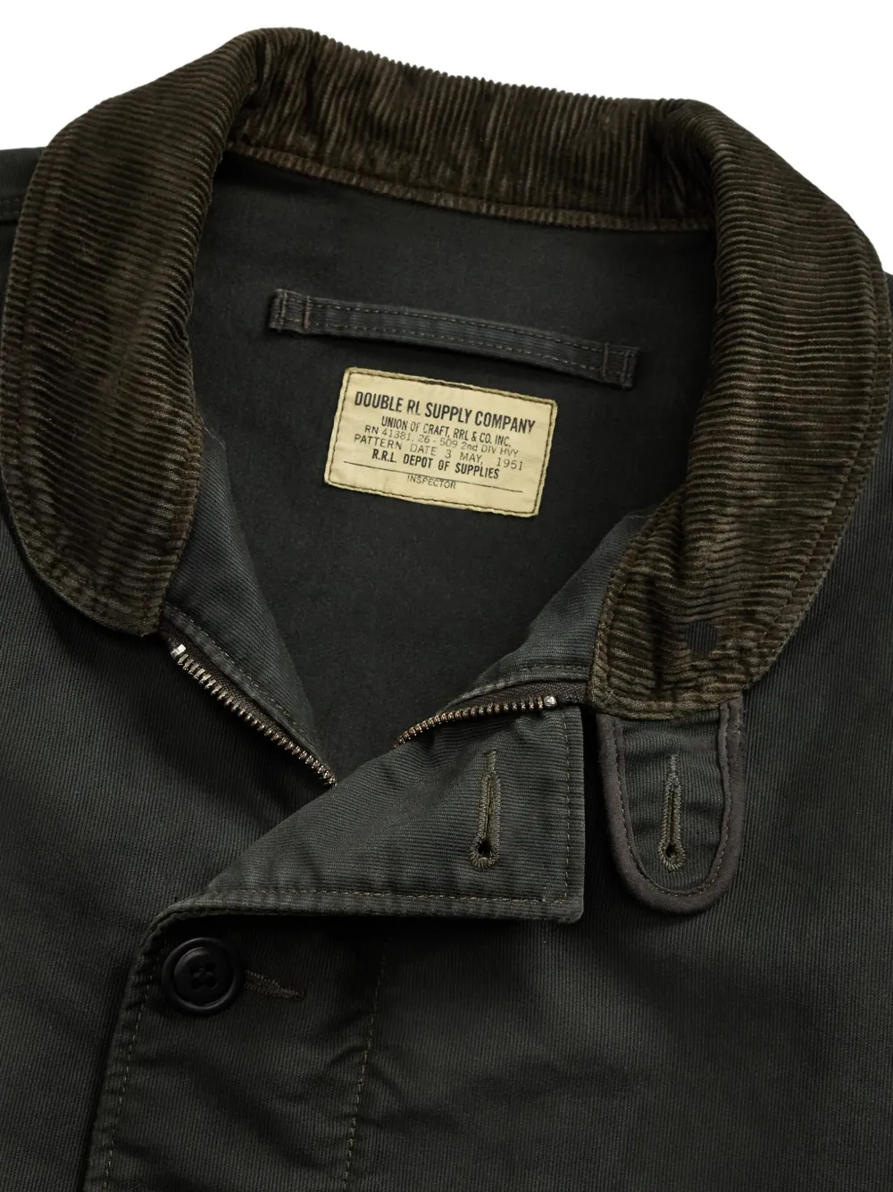Ralph Lauren RRL Jack met ribfluwelen kraag Zwart