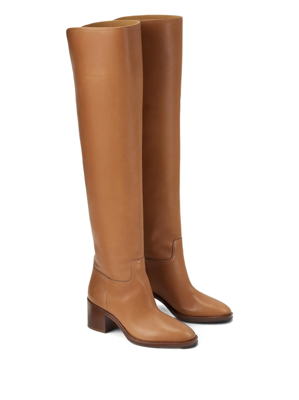 Ralph Lauren Collection 55 mm Barnet leren kniehoge laarzen Bruin