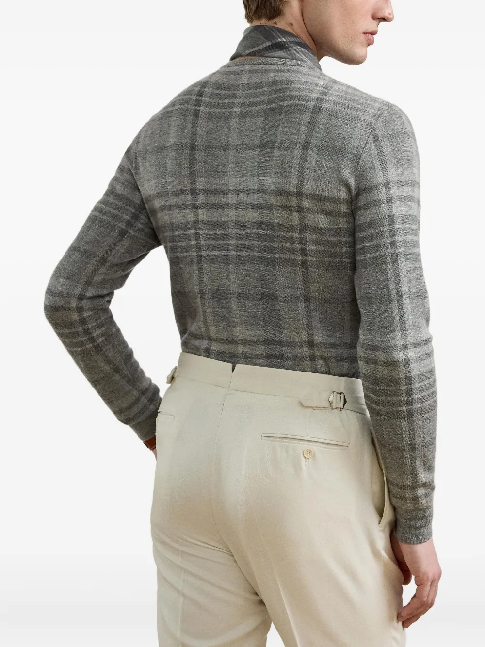 Ralph Lauren Purple Label Geruite top met ronde hals Grijs