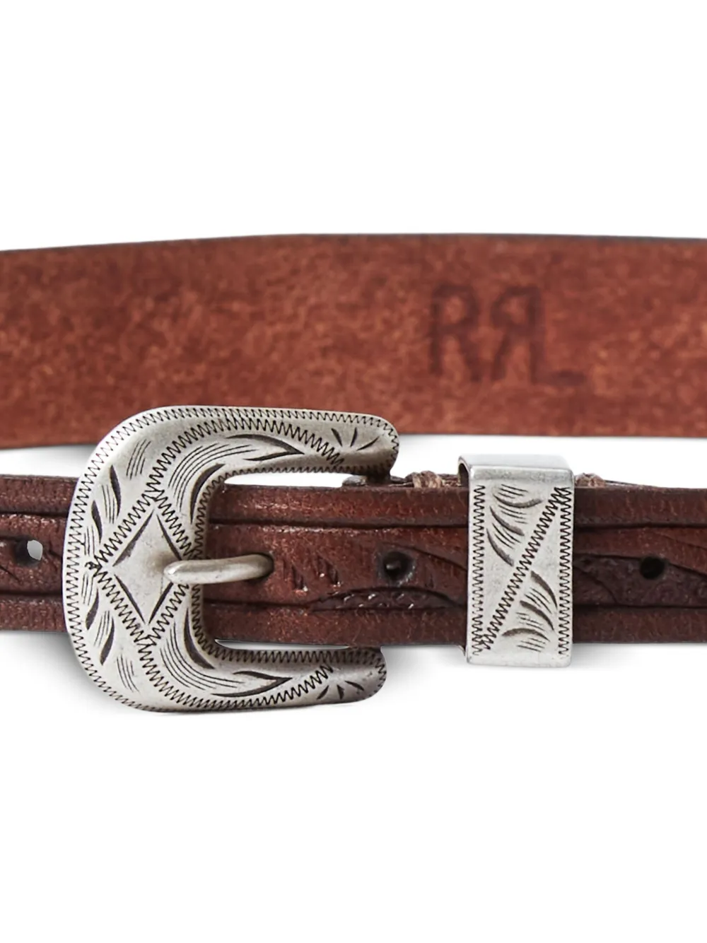 Ralph Lauren RRL Handbewerkte leren hoedband - Bruin