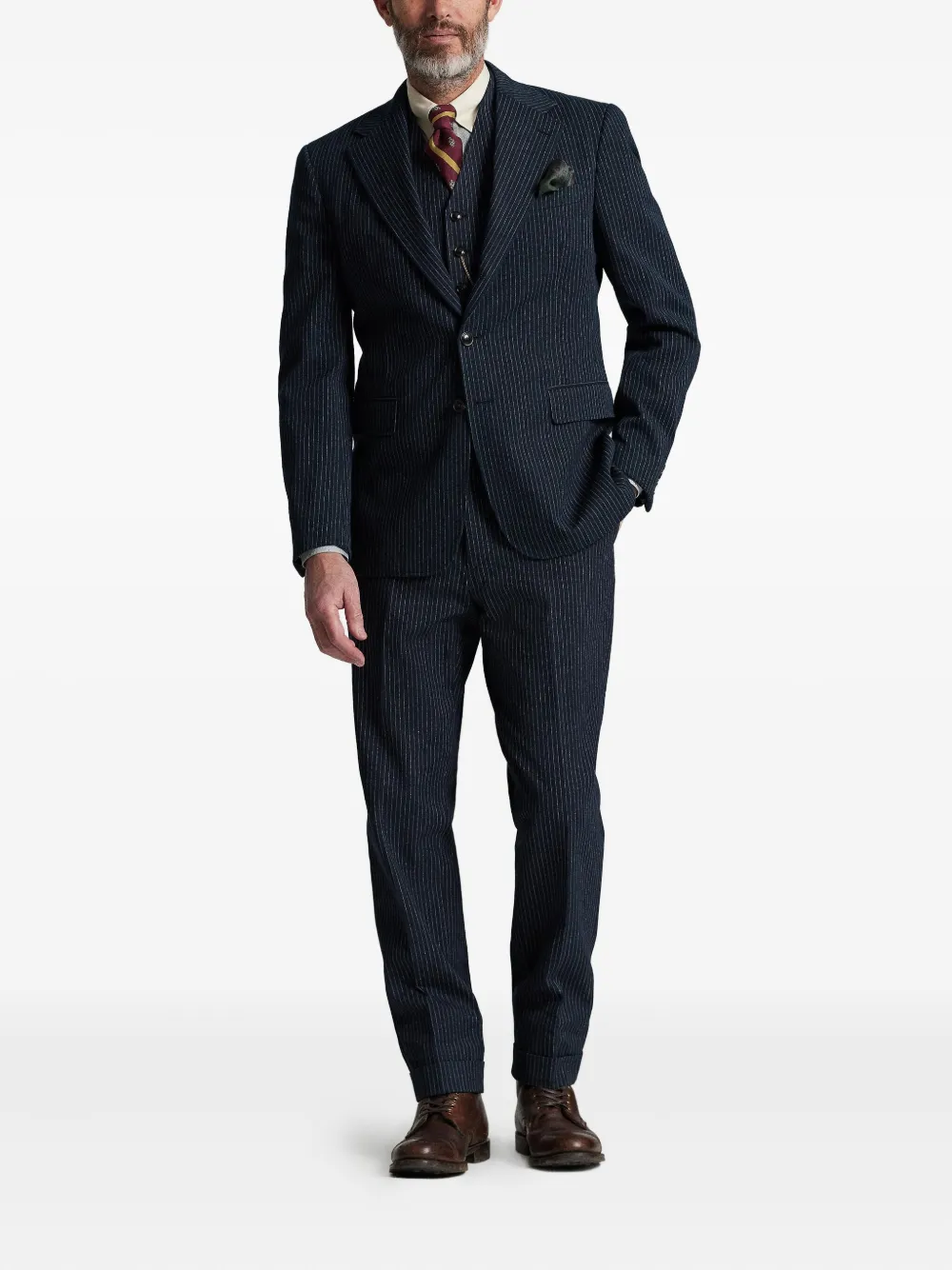  Ralph Lauren Rrl Pinstripe-pattern Single-breasted Blazer - Blue 