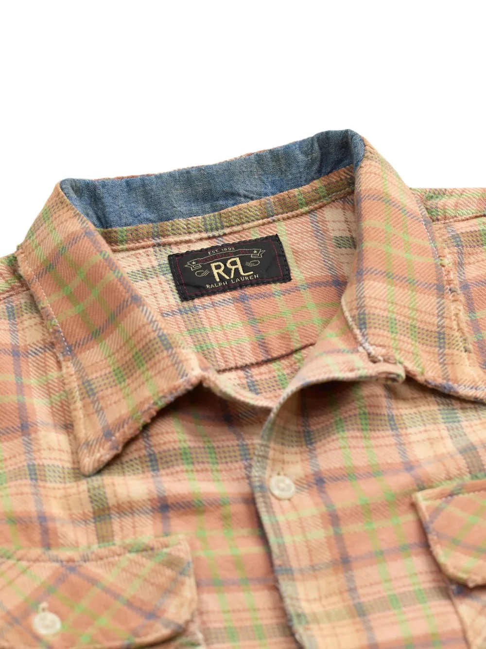 Ralph Lauren RRL Carter geruit overhemd met patches Beige