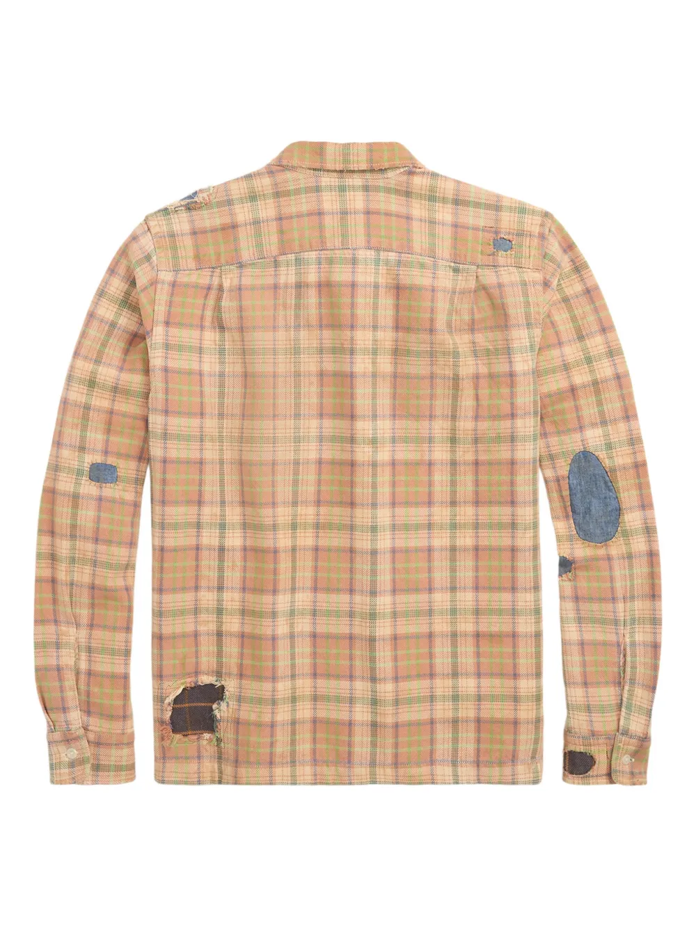 Ralph Lauren RRL Carter geruit overhemd met patches - Beige