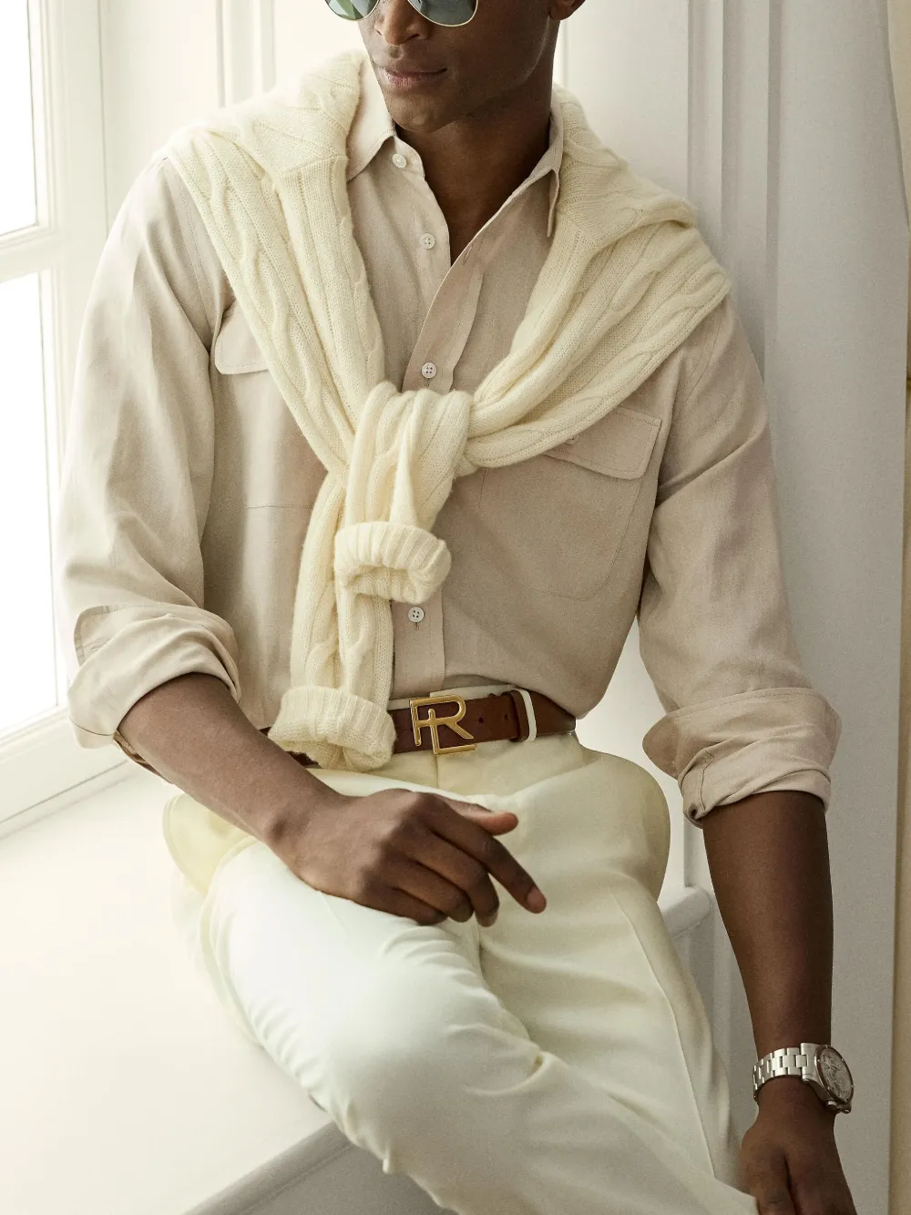 Ralph Lauren Purple Label Overhemd met klepzakken Beige