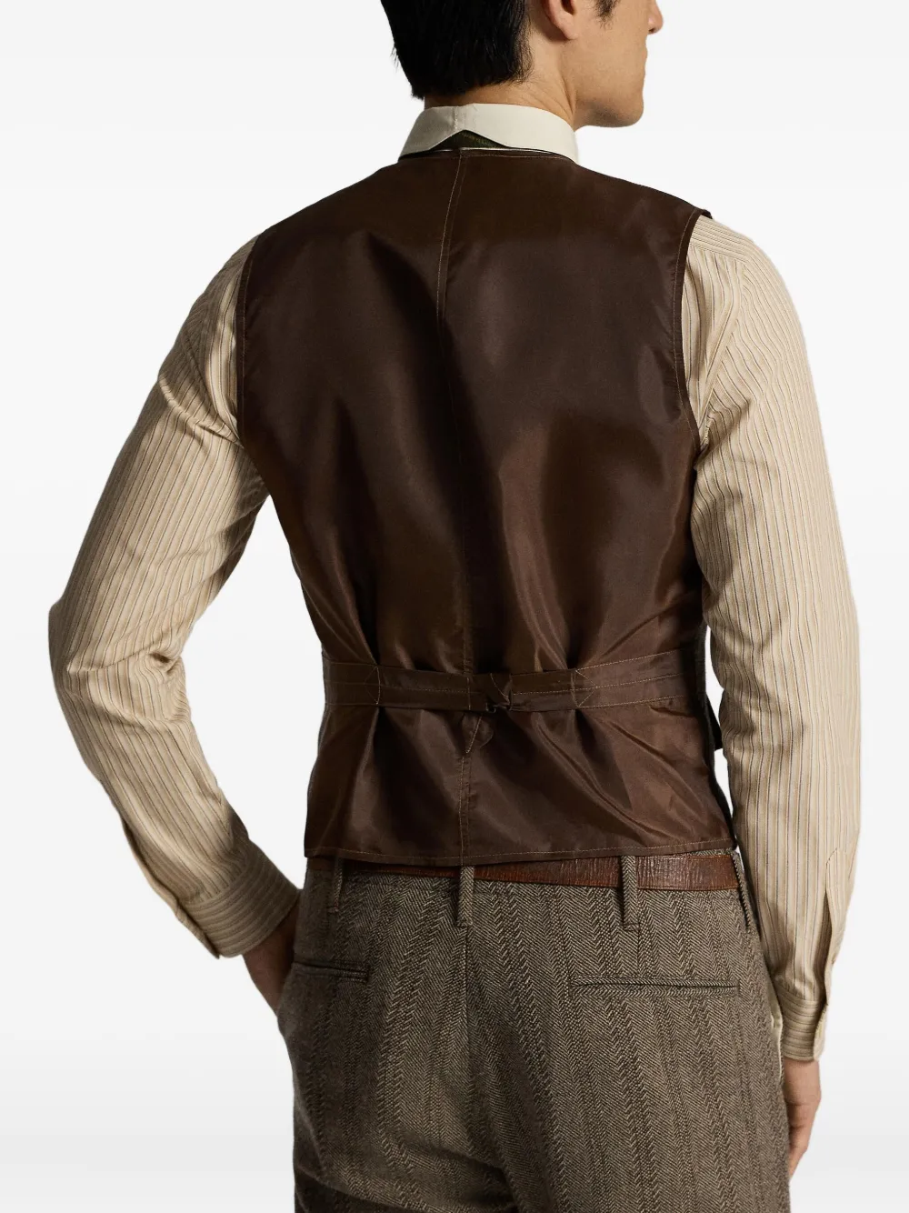 Ralph Lauren RRL Spencer met visgraatpatroon en leren afwerking Grijs