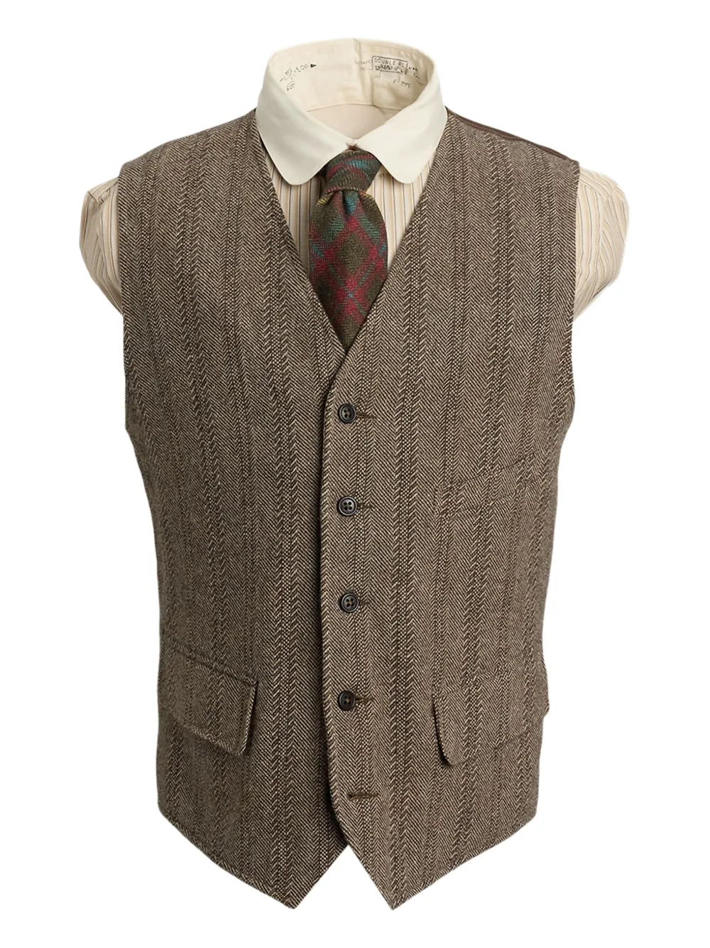 Ralph Lauren RRL Spencer met visgraatpatroon en leren afwerking Grijs
